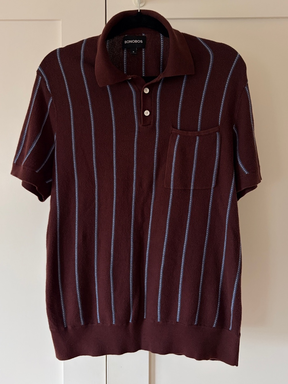 Bonobos Men's Brown Short-Sleeve Polo with Contrast Stripes - Medium